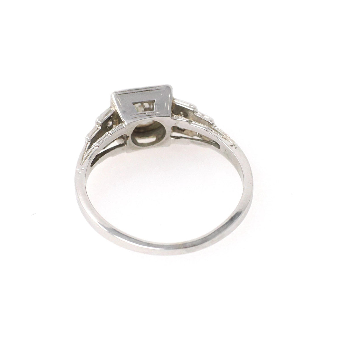 Art Deco Diamond Ring - Vintage 18k White Gold .62 CTW Old European Cut Engagement - Circa 1930s Era Size 6.5 Fine Geometric Bridal Jewelry
