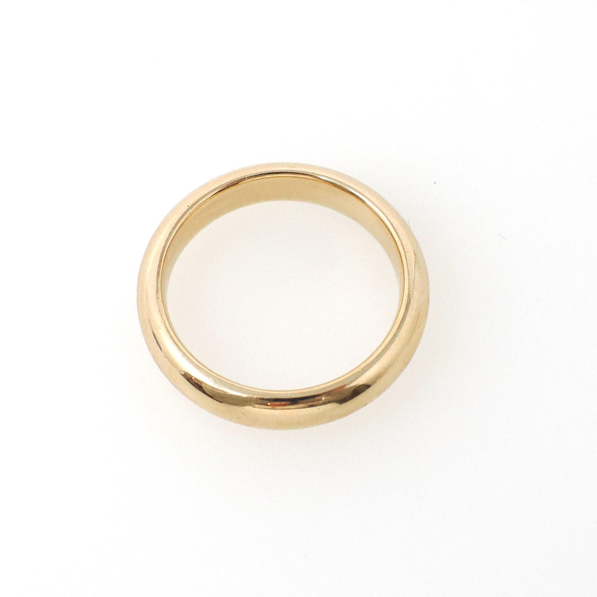 Antique Wedding Band - Edwardian Era 14k Yellow Gold 4.3 MM Domed Comfort Fit Ring - Size 6 1/2 Fine Art Carved JR Wood Bridal Jewelry
