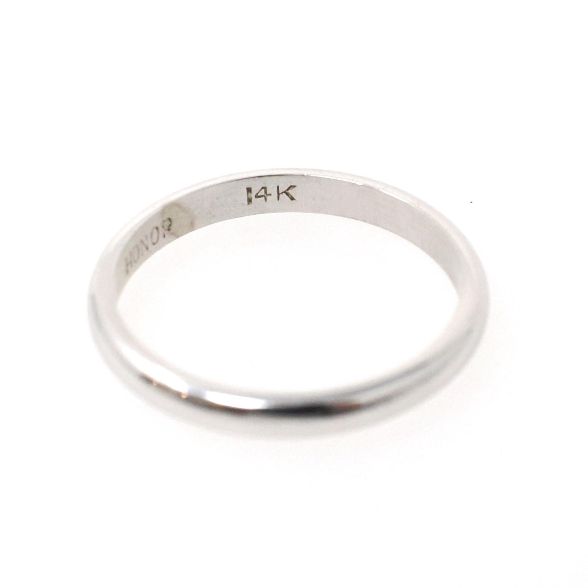 Vintage Wedding Band - Mid Century 14k White Gold 2.4 MM Half Round Bridal Ring - Circa 1950s Era Size 5 3/4 Stacking Fine Honor Jewelry