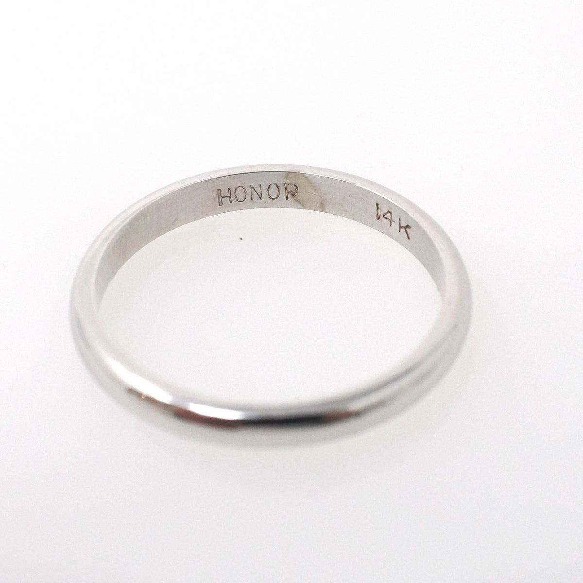 Vintage Wedding Band - Mid Century 14k White Gold 2.4 MM Half Round Bridal Ring - Circa 1950s Era Size 5 3/4 Stacking Fine Honor Jewelry