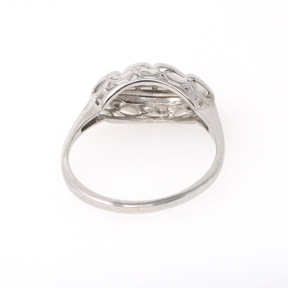 Vintage Princess Ring - Mid Century 14k White Gold Natural .02 CTW Diamonds - Circa 1950s Size 8 Sweetheart Anniversary Promise Fine Jewelry