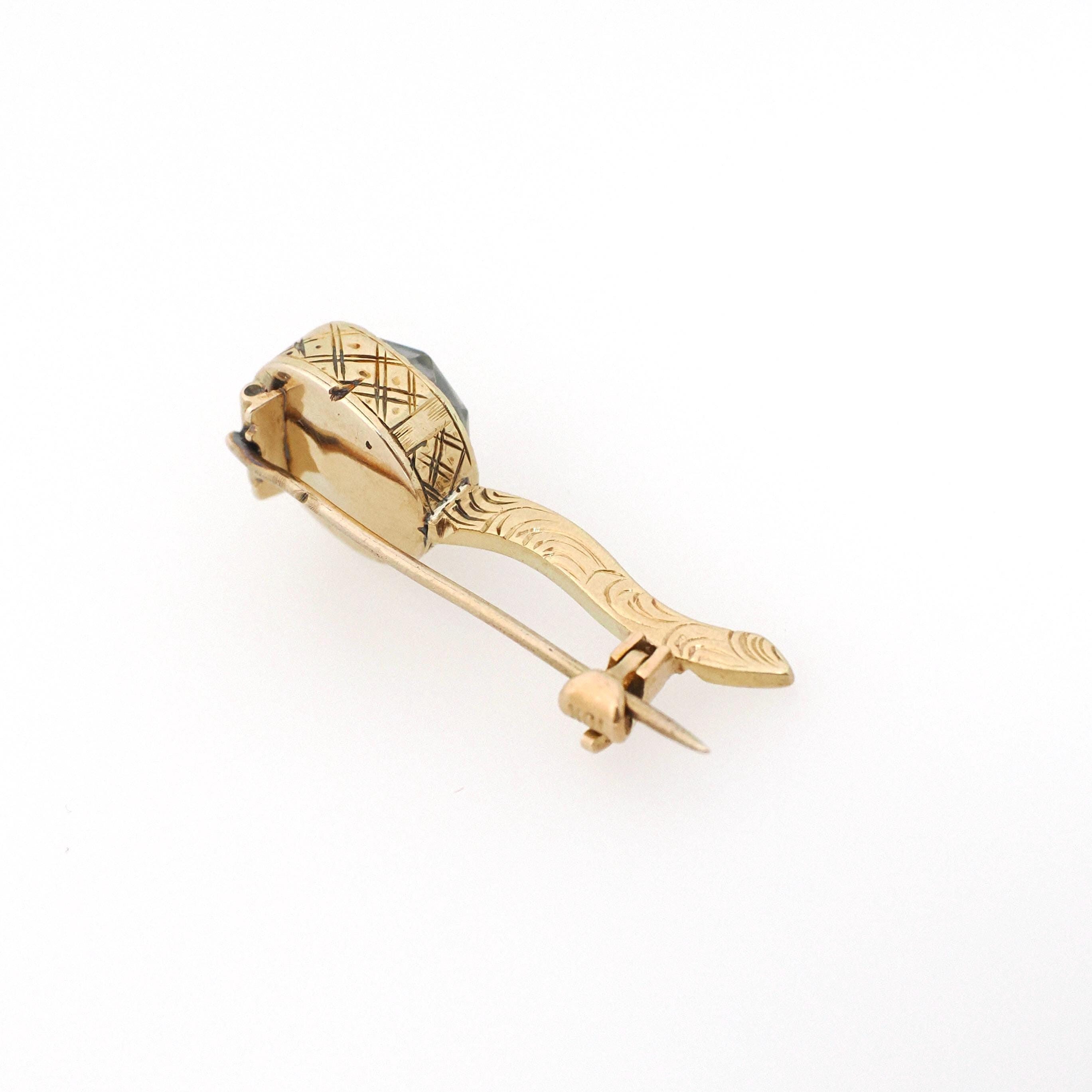 Antique Halley's Comet Brooch - Victorian 10k Gold Clear Old Cut Paste Stone Astronomy Pin - Vintage 1800s Era Celestial Rare Fine Jewelry