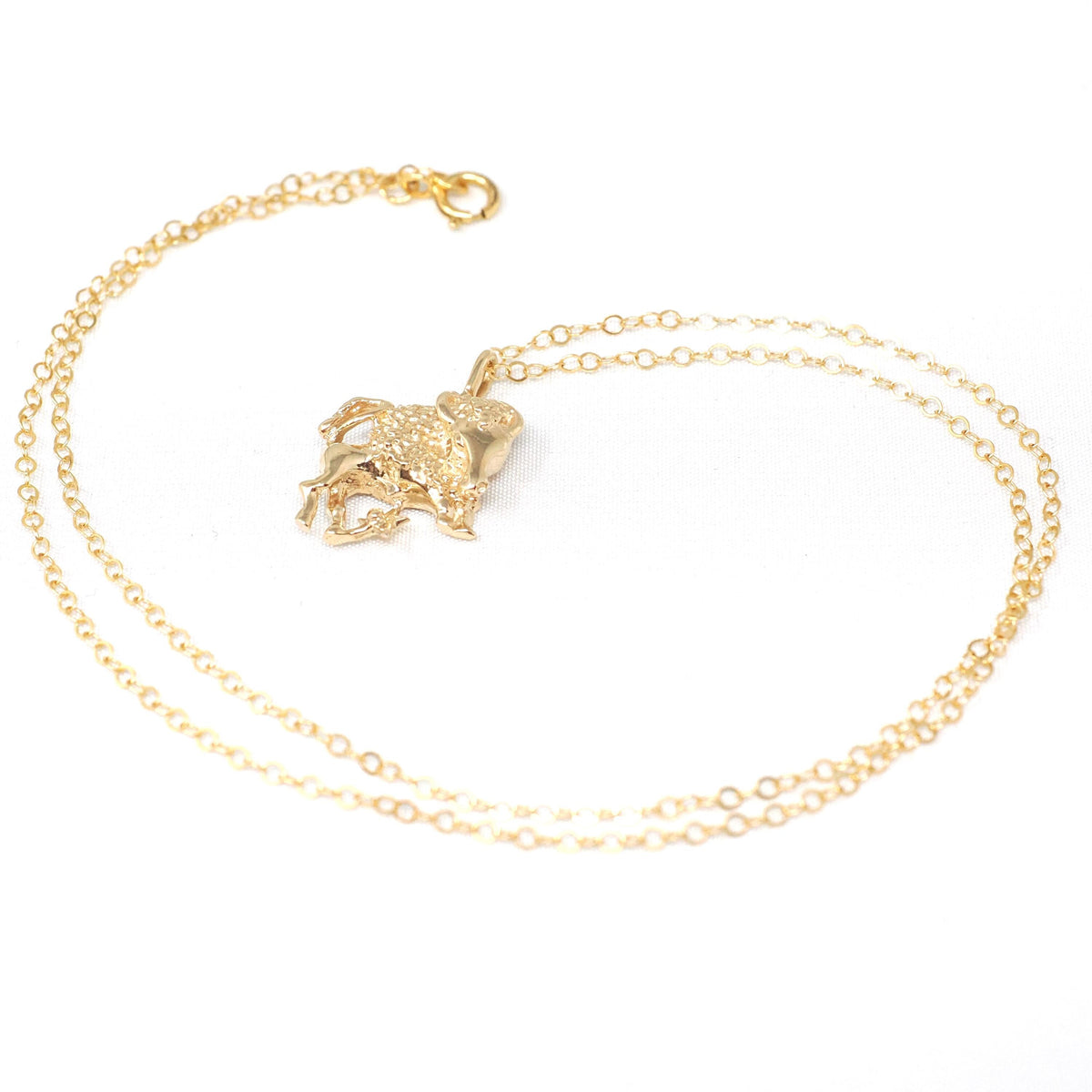 Vintage Taurus Charm - Modernist 14k Yellow Gold Figural Bull Pendant Necklace - Circa 1970s Era Astrological Fine Zodiac Earth Sign Jewelry