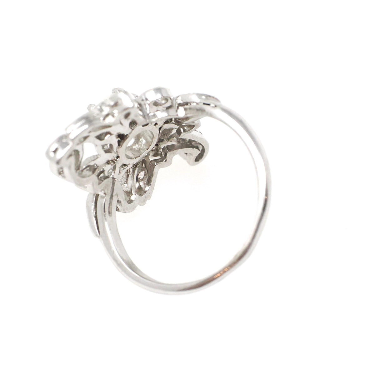 Vintage Engagement Ring - Mid Century Platinum 1.72 CTW Natural Diamonds - Circa 1950s Era Size 6 3/4 Fine Floral Bouquet Filigree Jewelry