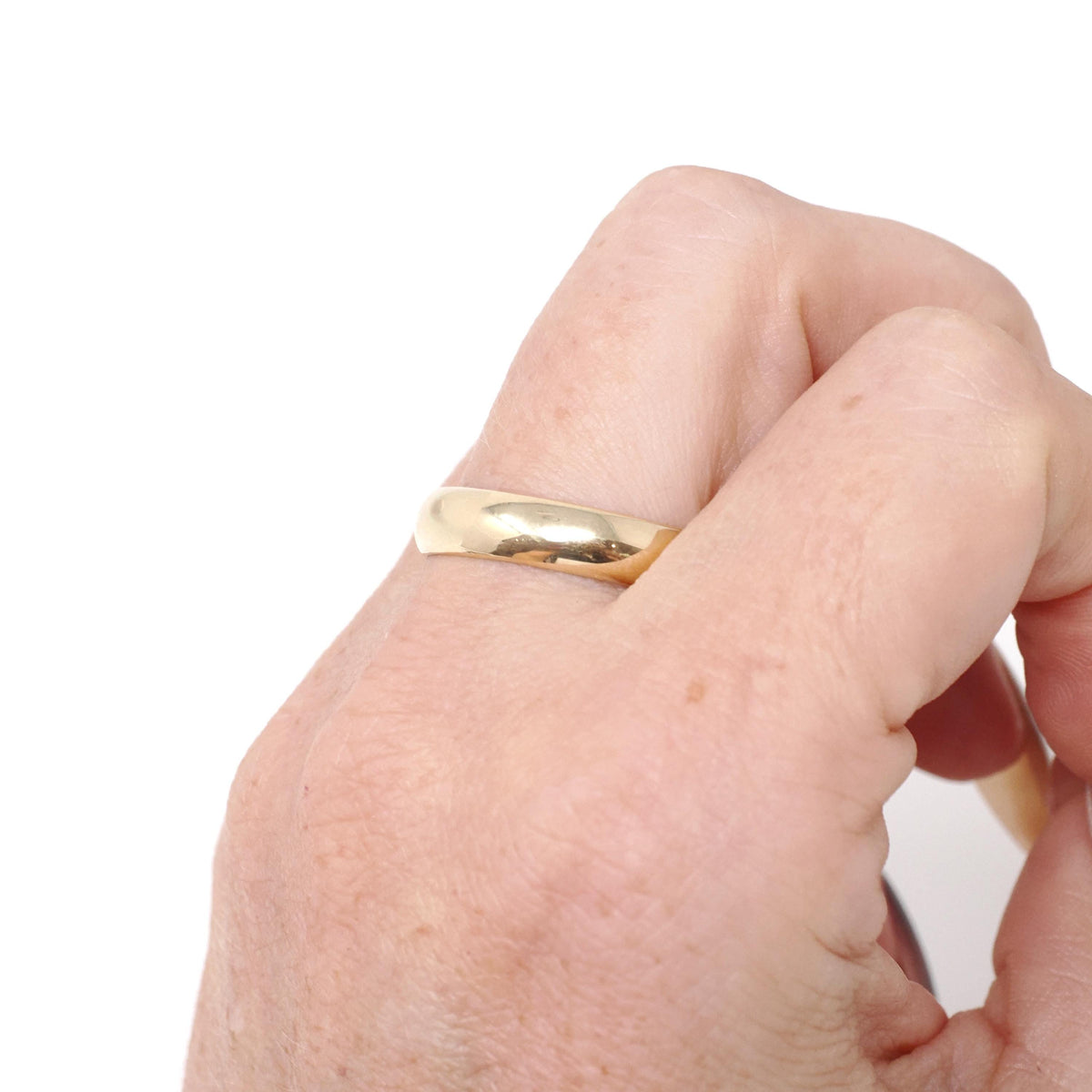 Edwardian Wedding Band - Antique 14k Yellow Gold 4.7MM Half Round Ring - Dated 1913 Size 9 1/2 Inscribed MJ R+J Bridal Fine Stacking Jewelry