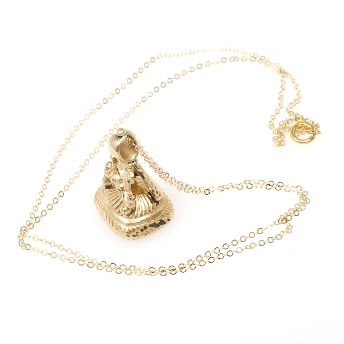 Antique Citrine Fob Necklace - Victorian Gold Filled Ornate Repousse Style Charm - Vintage Circa 1880s Era Pocket Watch Fashion Accessory