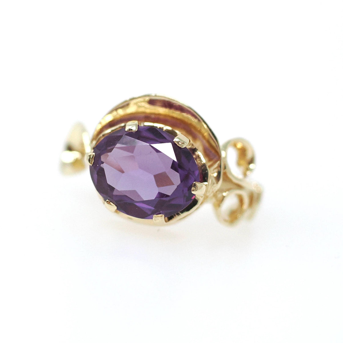 Created Color Change Sapphire Ring - Mid Century 10k Yellow Gold Natural 2.74 CT Gem - Circa 1960s Era Size 6 Victorian Revival Fine Jewelry