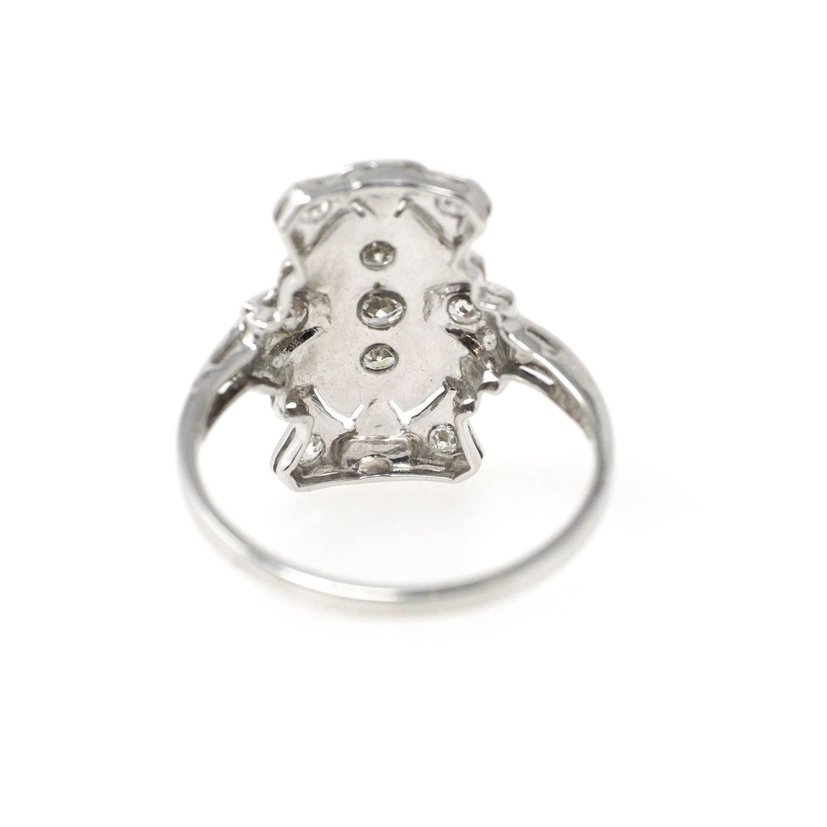 Vintage Diamond Ring - Art Deco 18k White Gold .33 CTW Natural Gemstone Shield - Circa 1930s Era Size 6 1/4 Statement Fine Bridal Jewelry