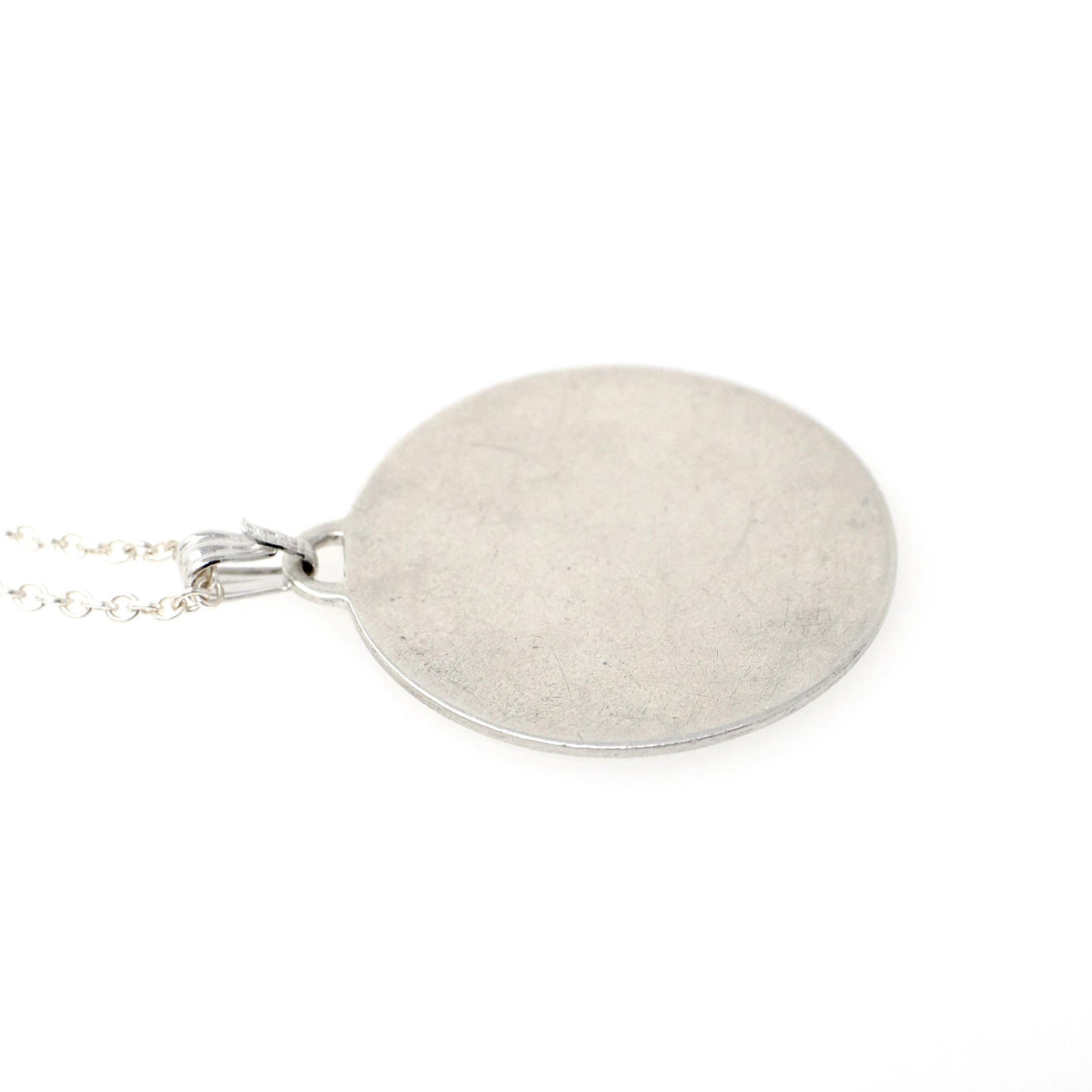 Vintage Love Token - Mid Century Sterling Silver Engraved Name John Robert Charm Necklace - Circa 1950s Era Engravable Disc Fashion Jewelry