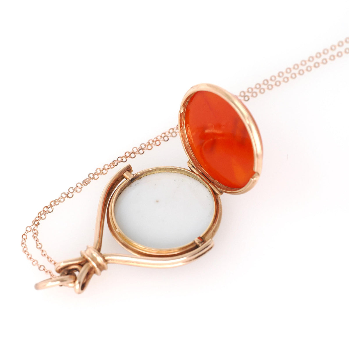 Antique Spinner Locket - Victorian 10k Rose Gold Sardonyx & Onyx Engraved Initial "BG" Gem Fob Necklace - Circa 1890s Statement Fine Jewelry
