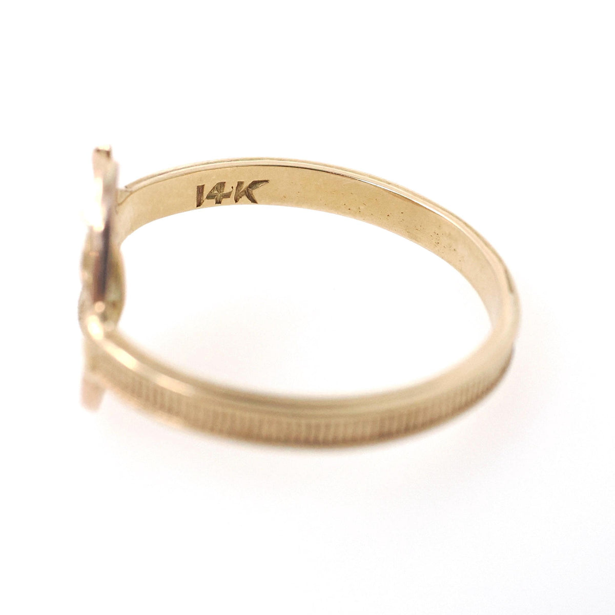 Vintage Equestrian Ring - Mid Century 14k 10k Yellow Gold Horseshoe Clover Design - Circa 1950s Era Size 8 Fine Horse Luck Statement Jewelry