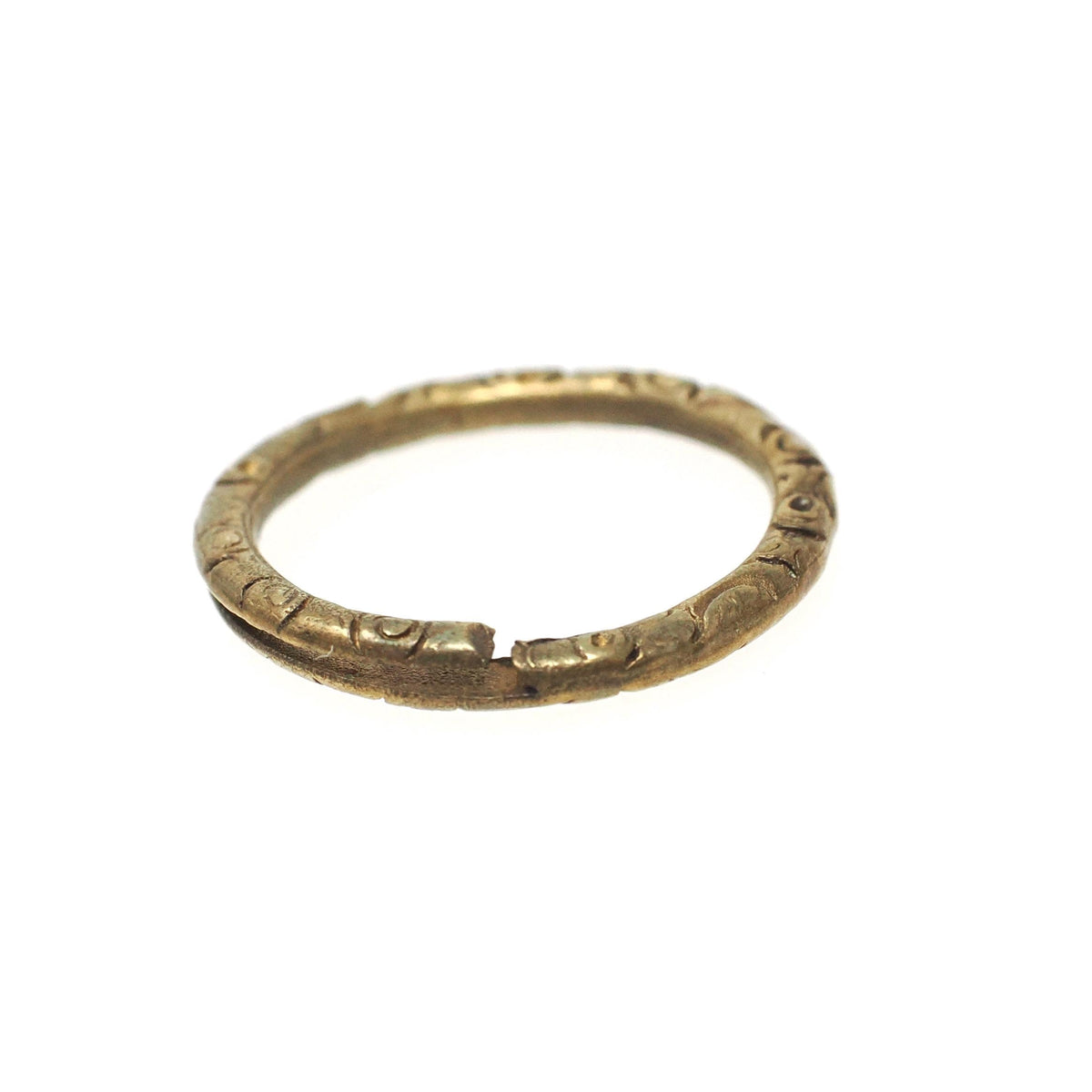 Antique Charm Holder - Victorian Brass Stationary Necklace Finding Ring Clasp - Circa 1890s Era Engraved Bail Unisex Utility Fashion Jewelry