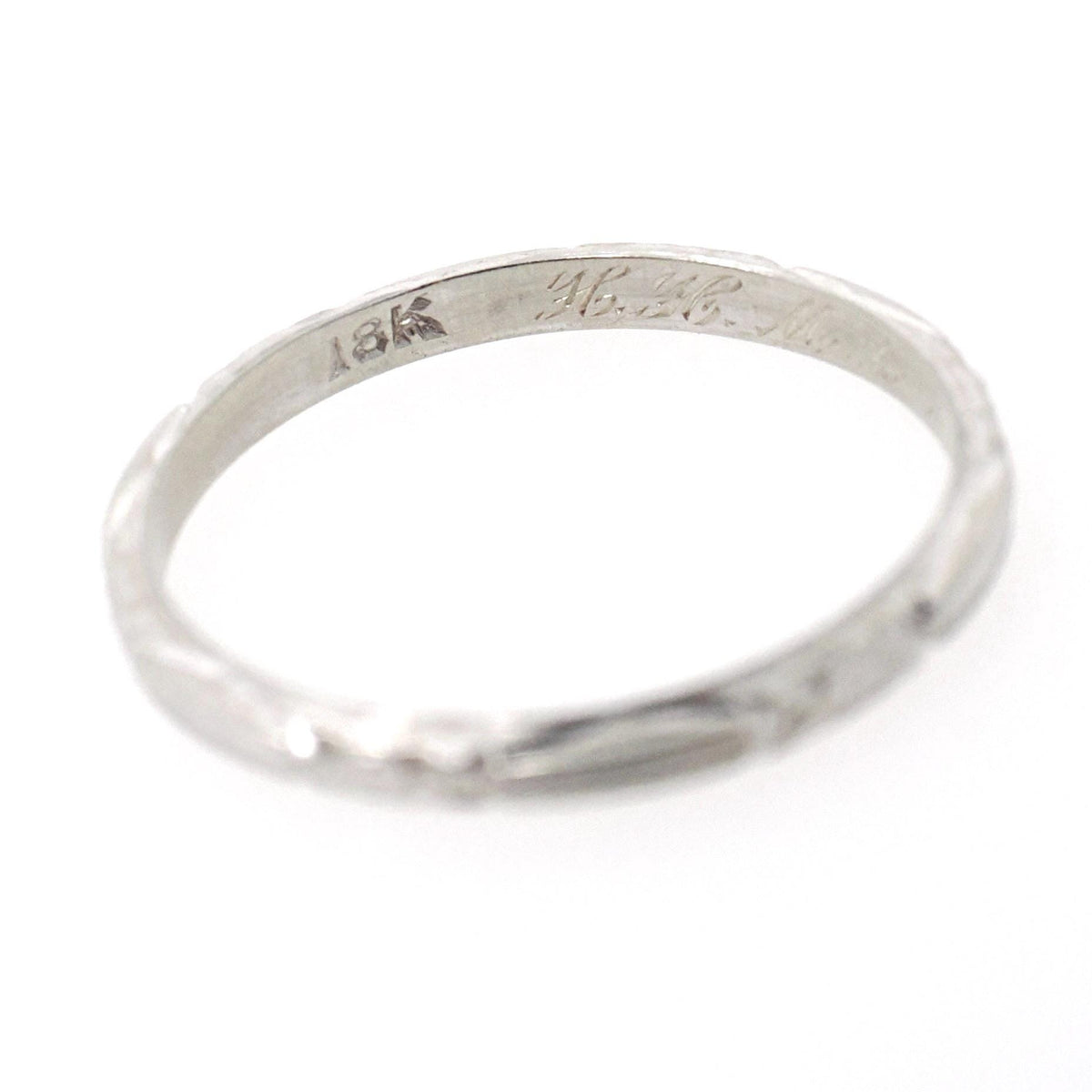 Art Deco Wedding Band - Vintage 18k White Gold Orange Blossom Eternity Ring - Circa 1930s Era Size 6 1/2 Bridal Stacking Fine Floral Jewelry
