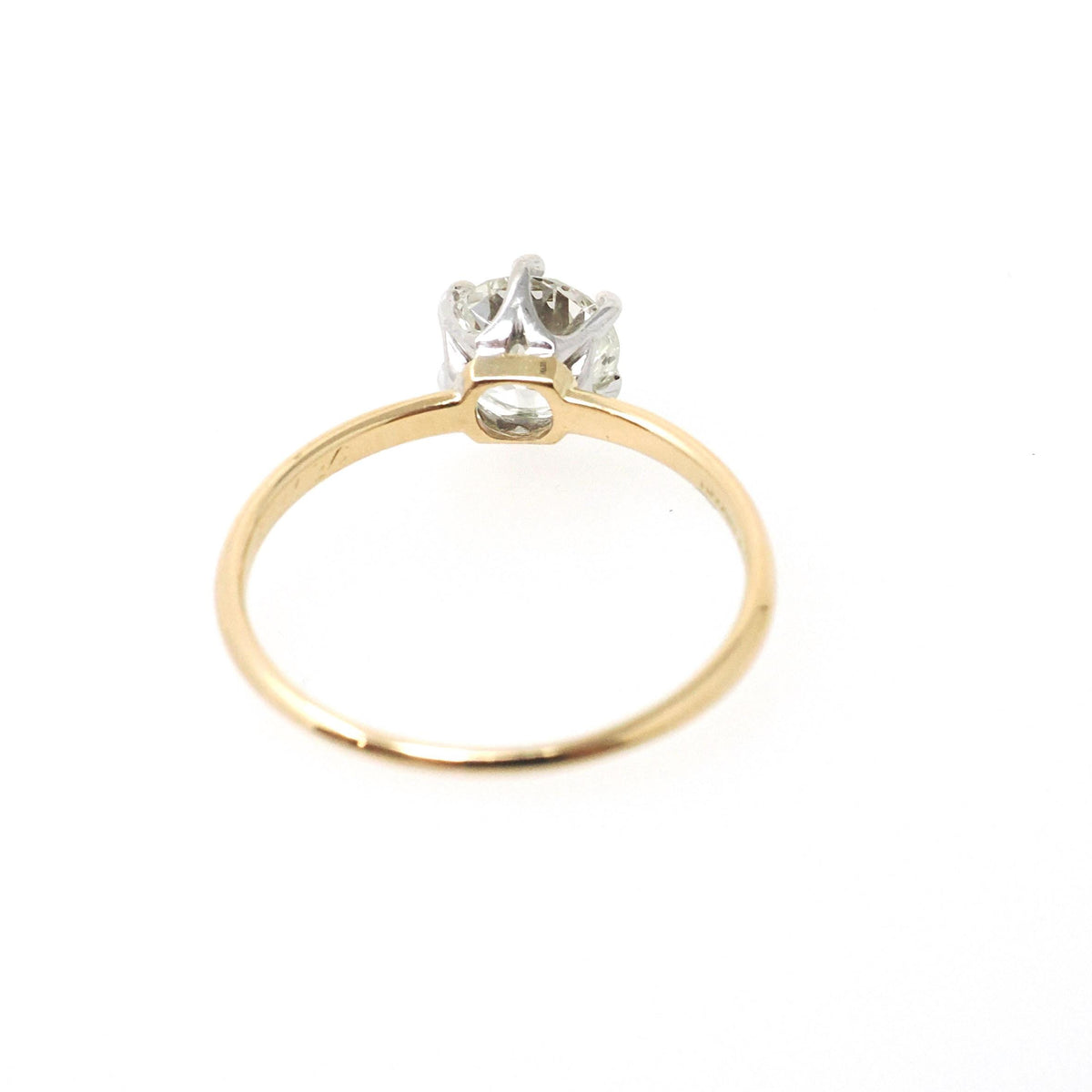 Antique Engagement Ring - 18k Yellow Gold Platinum Crown .95 CT Old European Cut Diamond Solitaire - Size 6 3/4 Tiffany & Co Fine Jewelry