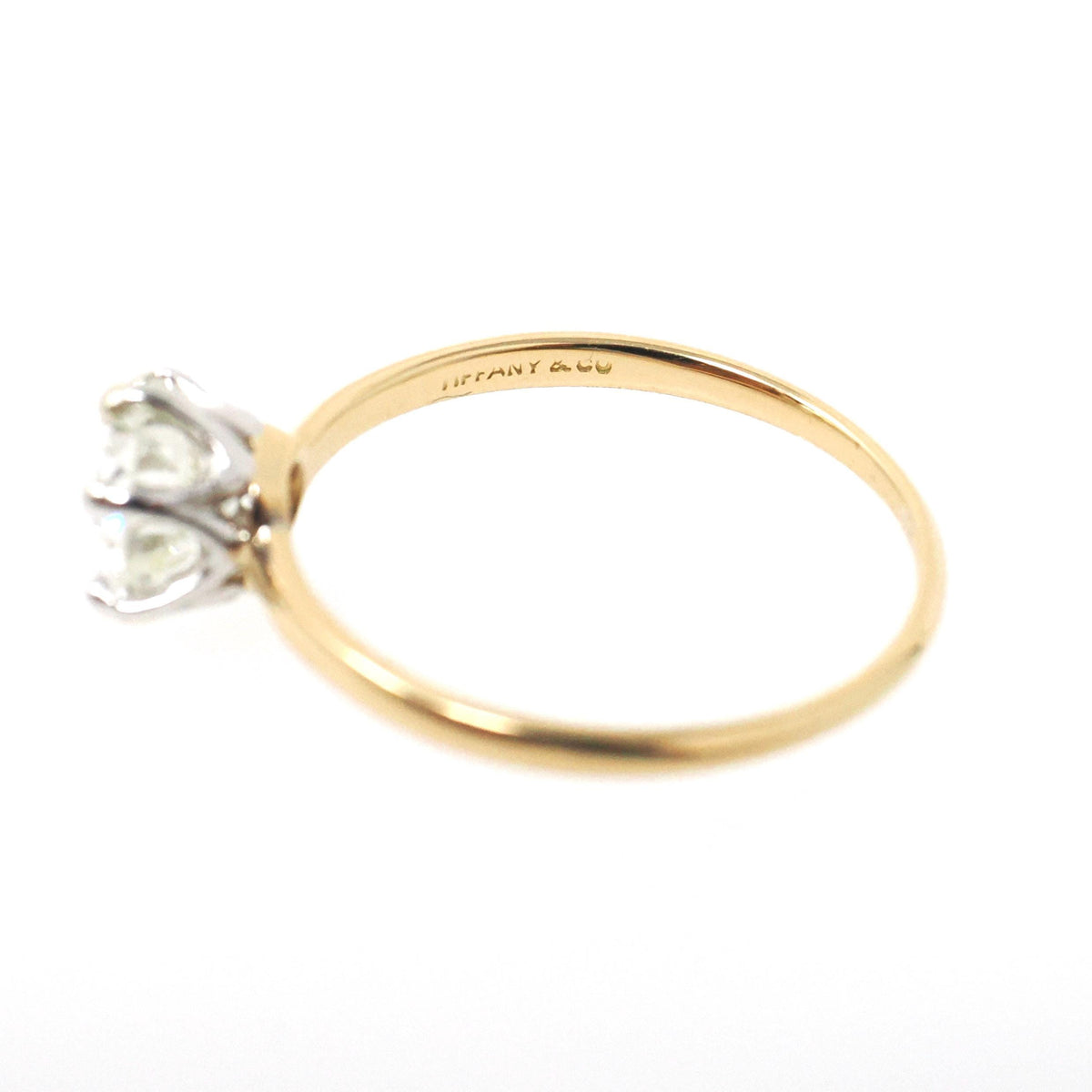 Antique Engagement Ring - 18k Yellow Gold Platinum Crown .95 CT Old European Cut Diamond Solitaire - Size 6 3/4 Tiffany & Co Fine Jewelry
