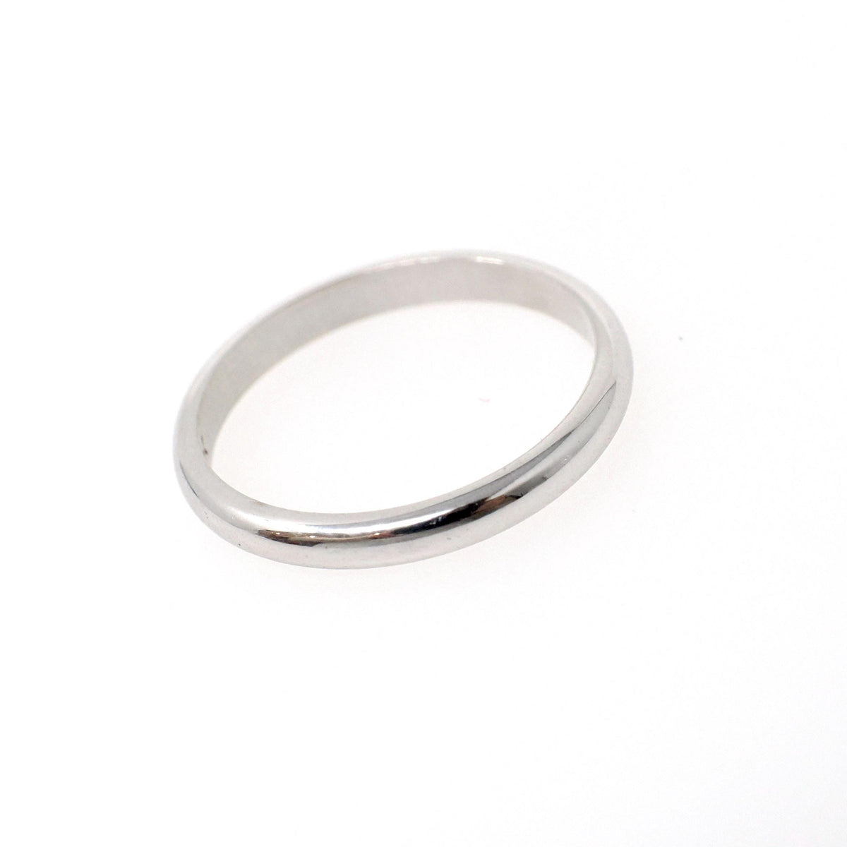 Vintage Wedding Band - Mid Century 14k White Gold 2.4 MM Half Round Bridal Ring - Circa 1950s Era Size 5 3/4 Stacking Fine Honor Jewelry