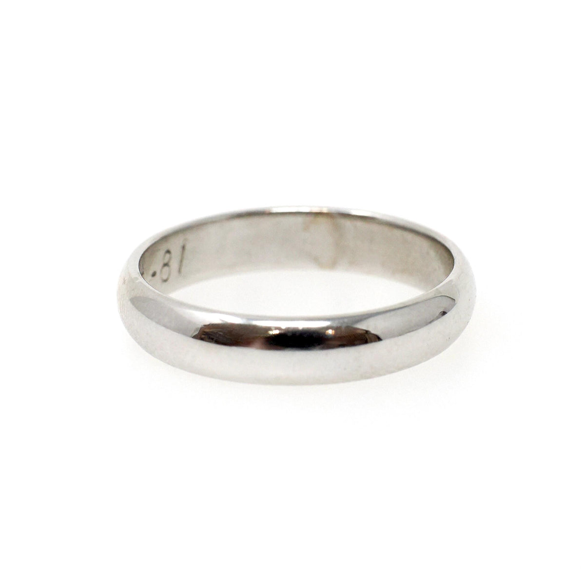 Vintage Wedding Band - Bold Gold 14k White Gold 3.8 MM Half Round Ring - Circa 1980s Size 7 Signed Art Carved JR Wood Bridal Fine Jewelry