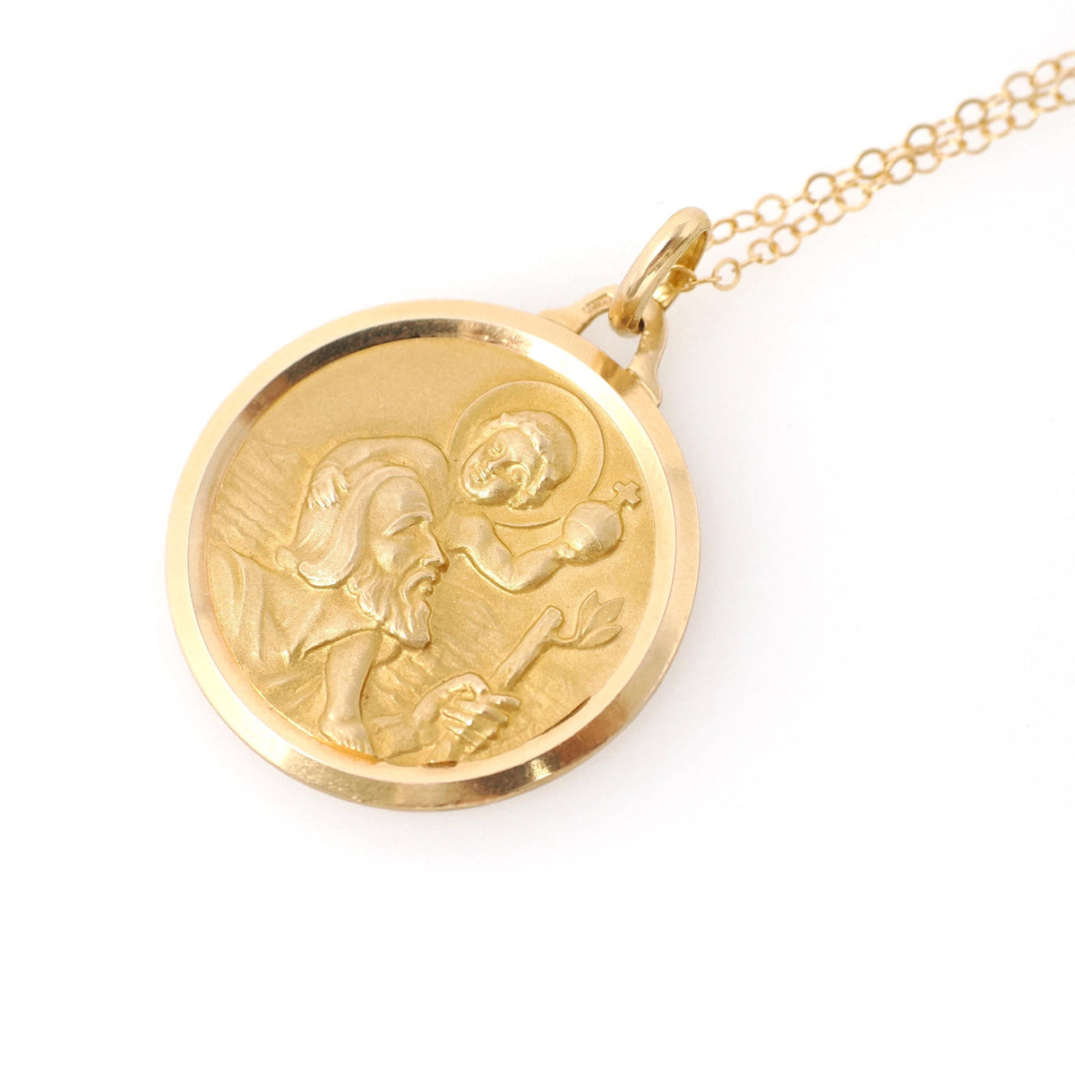 Vintage St. Christopher Charm - Bold Gold 18k Yellow Gold Religious Medal Pendant - Circa 1980s Patron Saint of Travelers Catholic Jewelry