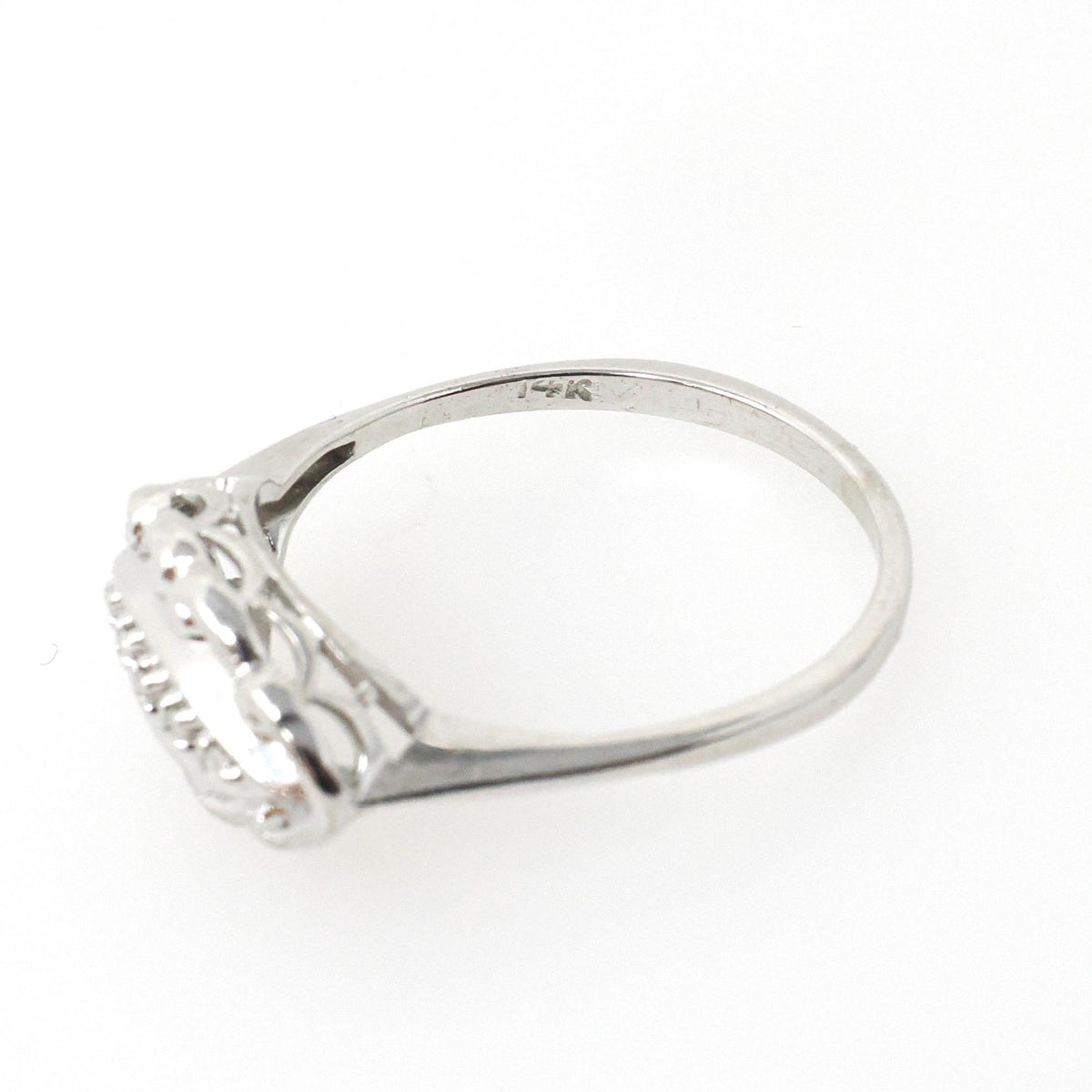 Vintage Princess Ring - Mid Century 14k White Gold Natural .02 CTW Diamonds - Circa 1950s Size 8 Sweetheart Anniversary Promise Fine Jewelry