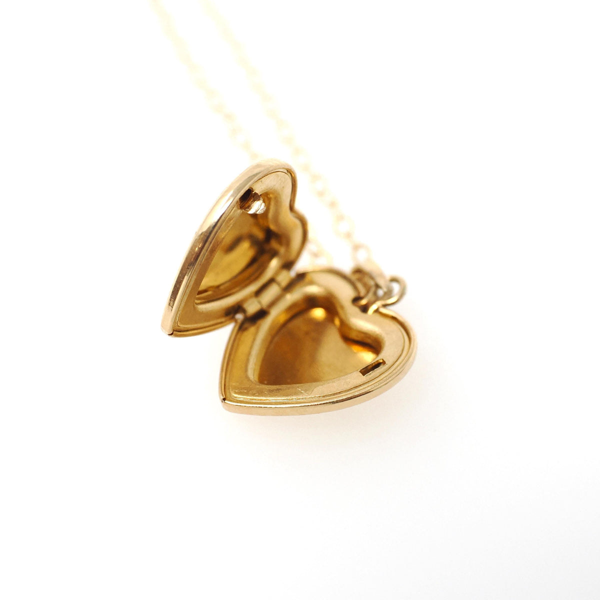 Vintage Heart Locket - Mid Century 14k Yellow Gold Double Heart Pendant Necklace - Circa 1960s Sweetheart Keepsake Photograph Fine Jewelry
