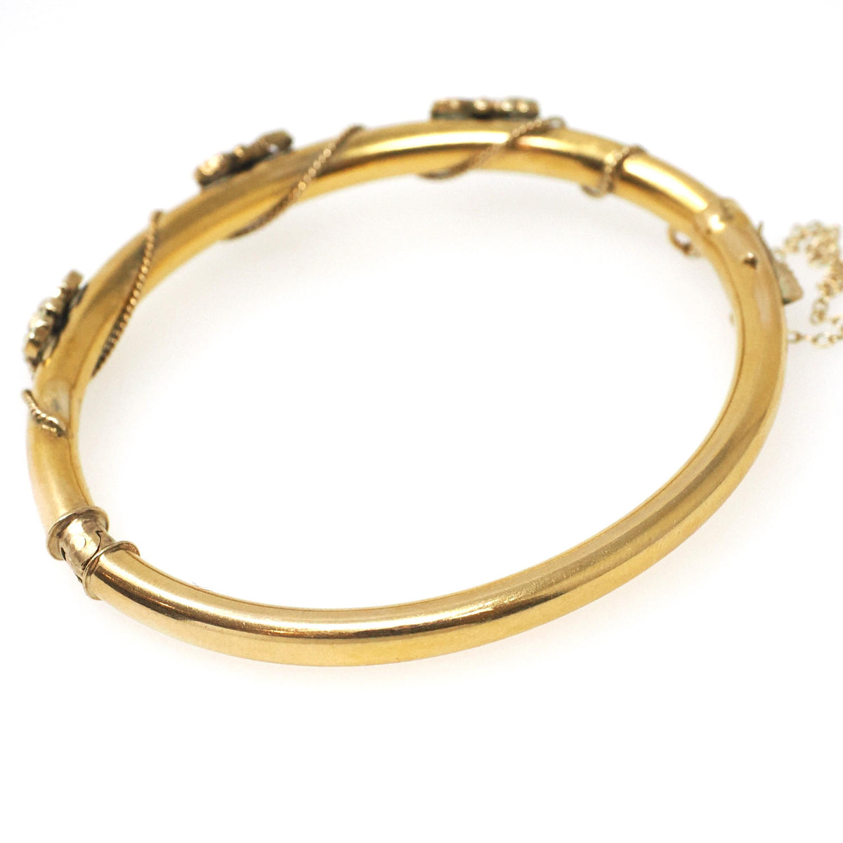 Antique Opal Bracelet - Edwardian 14k Yellow Gold Natural Gem Bangle - Circa 1910s Era Rope Chain Detail Fine October Birthstone Jewelry