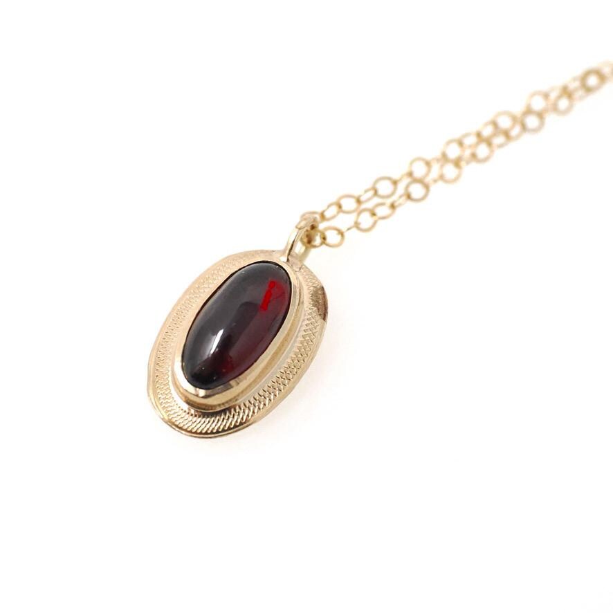 Antique Garnet Charm - Edwardian 10k Yellow Gold Stick Pin Conversion Pendant Necklace - Antique Circa 1910s January Birthstone Fine Jewelry