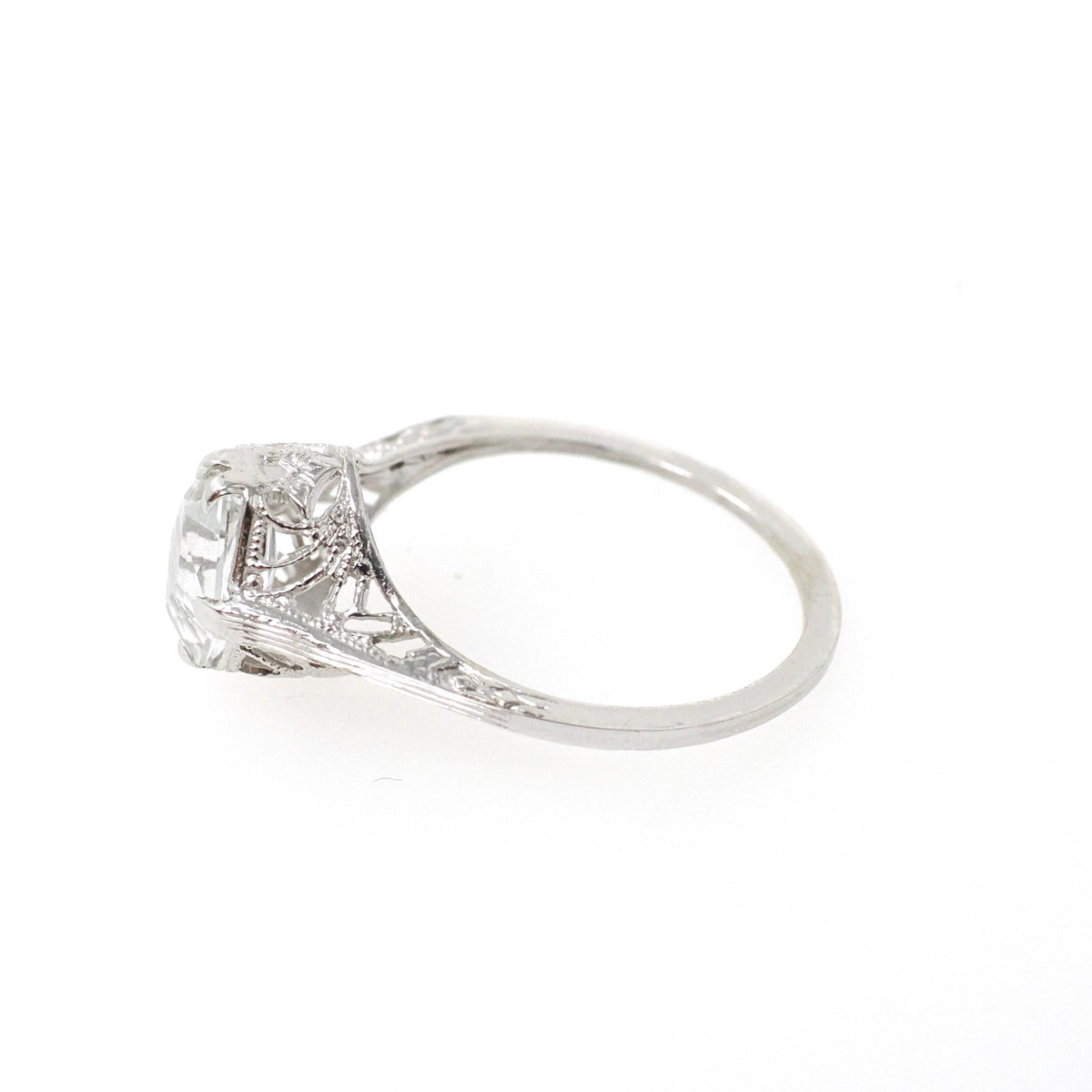 Antique Aquamarine Ring - Art Deco 14k White Gold Light Blue Hexagon Gemstone - Vintage Circa 1920s Era Size 5 1/2 Filigree Fine 20s Jewelry