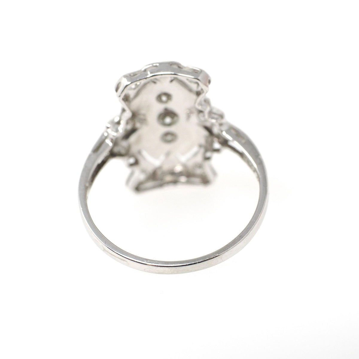 Vintage Diamond Ring - Art Deco 18k White Gold .33 CTW Natural Gemstone Shield - Circa 1930s Era Size 6 1/4 Statement Fine Bridal Jewelry