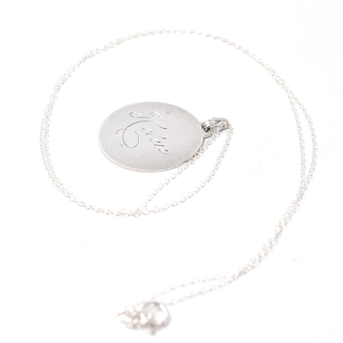 Vintage Love Token - Mid Century Sterling Silver Engraved Name Helen Charm Necklace - Circa 1950s Era Engravable Disc Fashion Jewelry