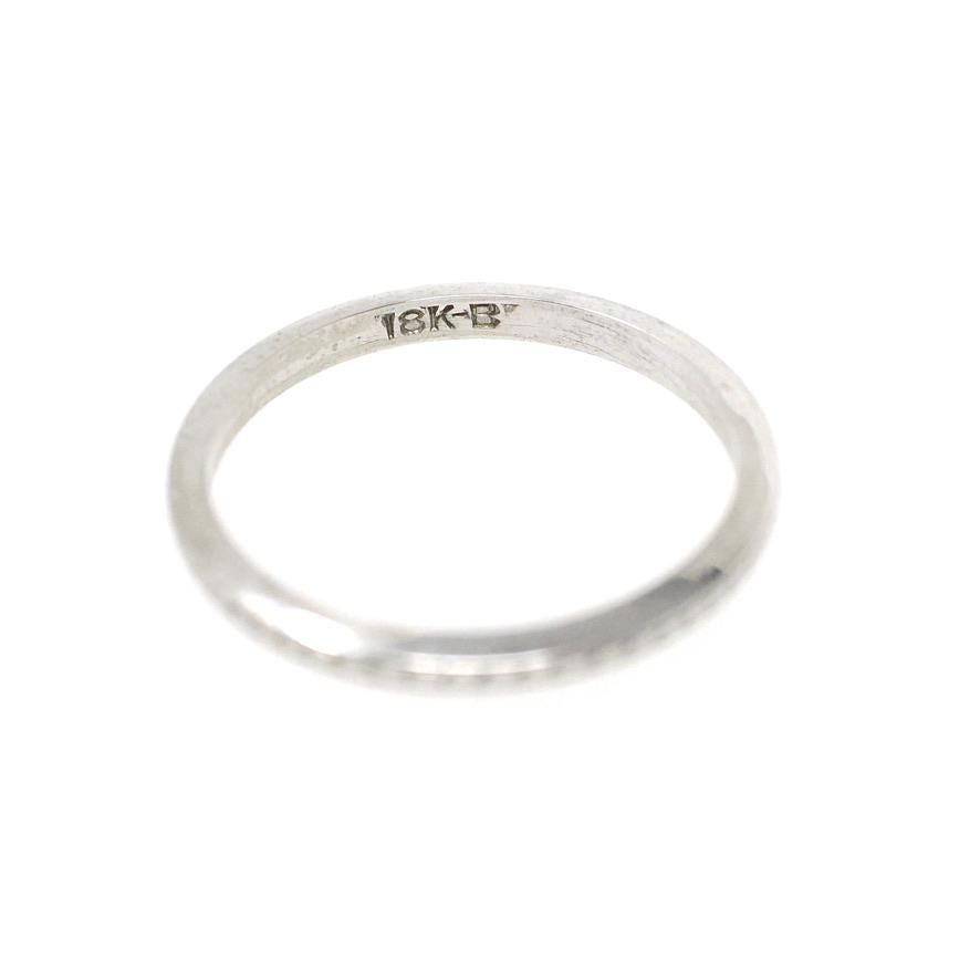 Antique Wedding Band - Art Deco Era 18k White Gold Wheat Engraved Design Eternity Ring - Circa 1930s Era Size 6 Bridal Fine 30s Jewelry