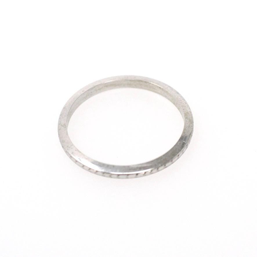Antique Wedding Band - Art Deco Era 18k White Gold Wheat Engraved Design Eternity Ring - Circa 1930s Era Size 6 Bridal Fine 30s Jewelry