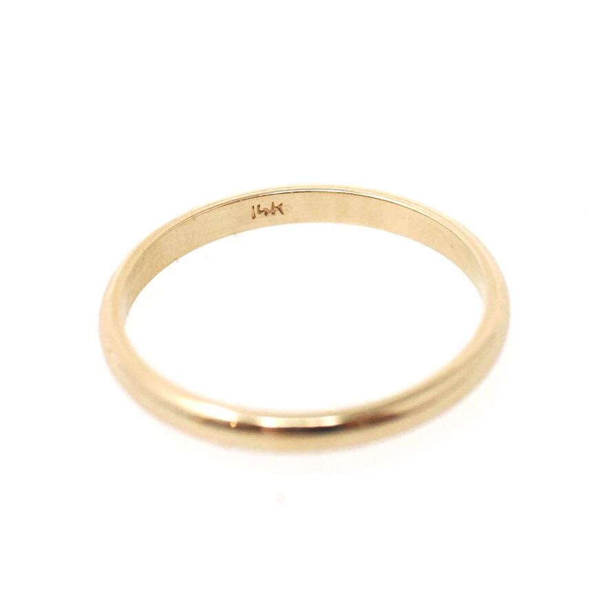 Contemporary Wedding Band - Estate 14k Yellow Gold 2.0 MM Half Round Ring - Circa 1990s Era Size 6 1/2 Stacking Fine Bridal 90s Jewelry