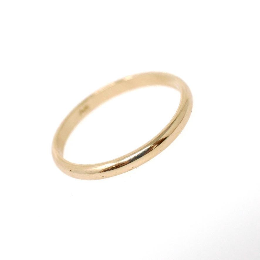 Contemporary Wedding Band - Estate 14k Yellow Gold 2.0 MM Half Round Ring - Circa 1990s Era Size 6 1/2 Stacking Fine Bridal 90s Jewelry
