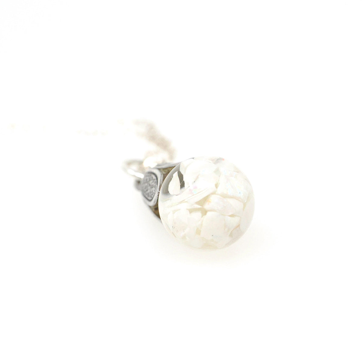Floating Opal Necklace - Mid Century Sterling Silver Tulip Cap Gemstones Chips Charm - Vintage 1950s Era Liquid Teardrop Pendant Jewelry