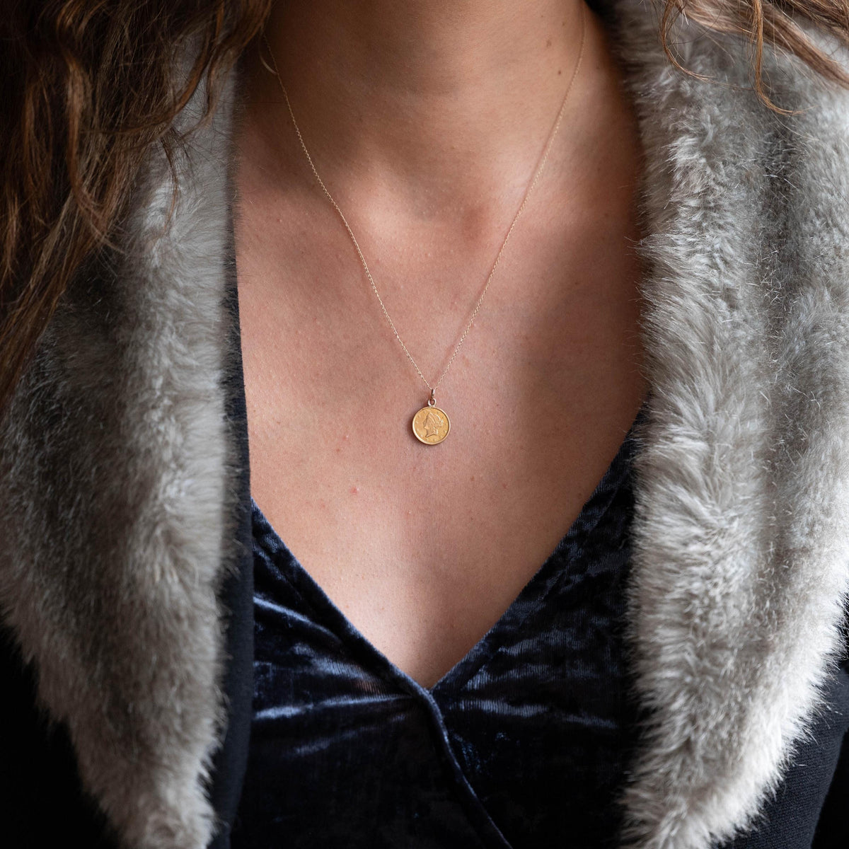 Victorian Love Token - Antique 22k Yellow Gold Charm Coin Pendant - Vintage Circa 1890s Era Engraved "ESB" Liberty Head Fine Jewelry