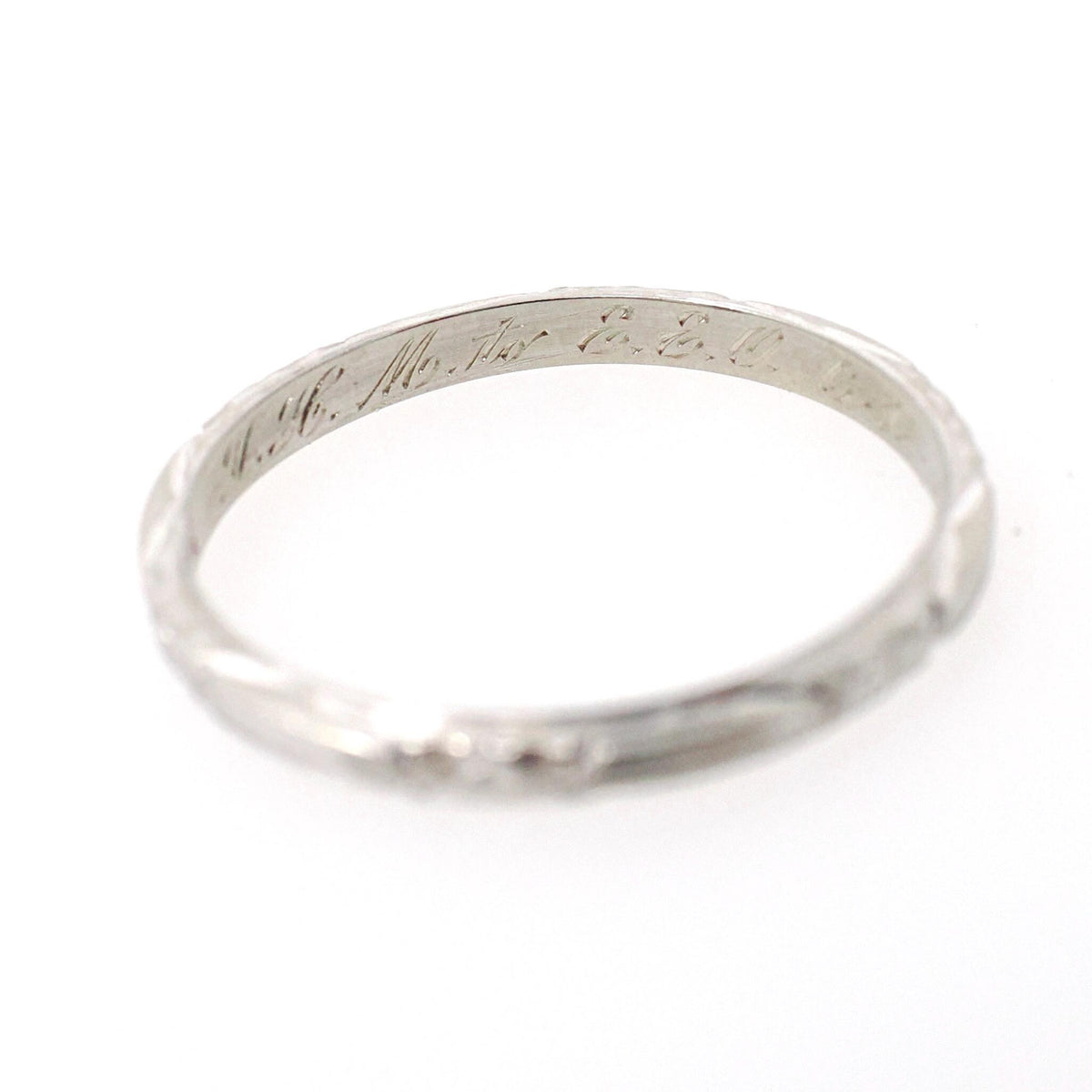 Art Deco Wedding Band - Vintage 18k White Gold Orange Blossom Eternity Ring - Circa 1930s Era Size 6 1/2 Bridal Stacking Fine Floral Jewelry