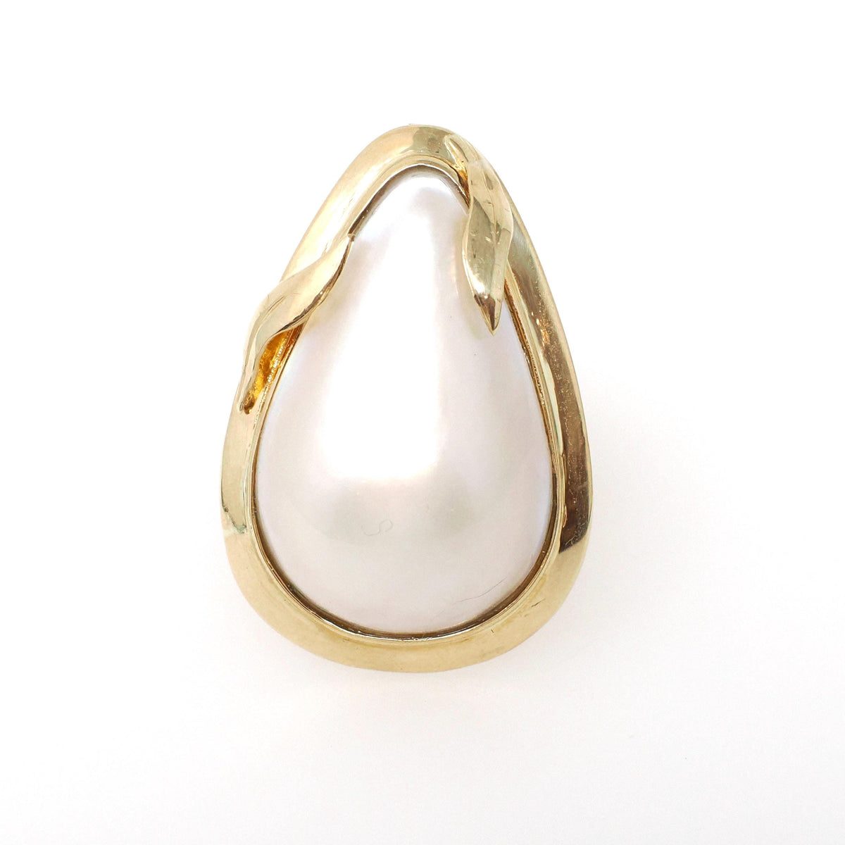 Vintage Mabe Pearl Ring - Contemporary Era 14K Yellow Gold Cultured Organic Gemstone - Circa 1990s Size 6 3/4 June Birthstone Fine Jewelry