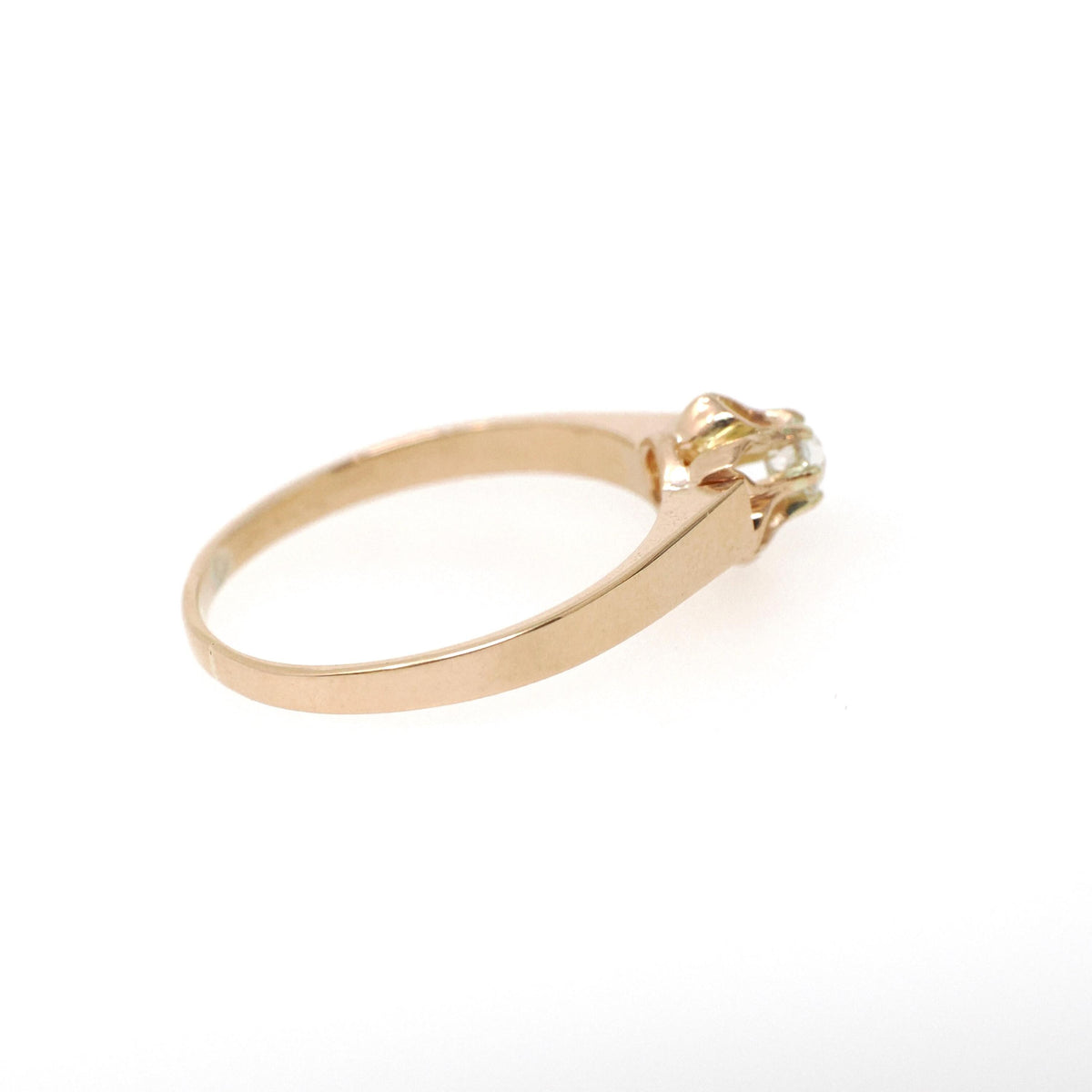 Antique Diamond Ring - Edwardian 14k Yellow Gold Natural .13 CT Old Mine Cut Solitaire - Early 1900s Size 8 1/2 Buttercup Engagement Jewelry