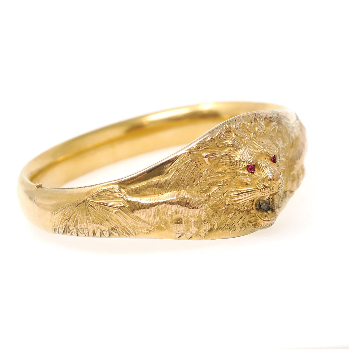 Edwardian Lion Bracelet - Antique Gold Filled Rhinestone Statement Bangle - Patented December 26 1905 Bates & B Fashion Accessory Jewelry