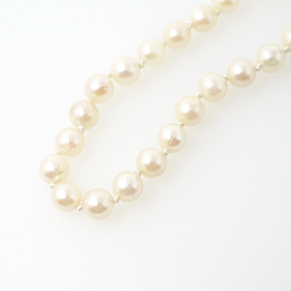 Cultured Pearl Necklace - Contemporary 14k Yellow Gold Fish Hook Clasp Knotted Strand - Estate Circa 1990s Organic Gem 24" Inch 90s Jewelry