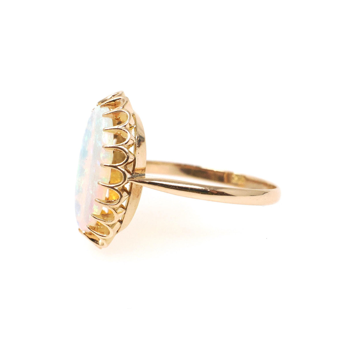 Vintage Opal Ring - Mid Century 18k Yellow Gold Cabochon 1.83 CT Gemstone - Circa 1960s Era Size 7 Fine Statement October Birthstone Jewelry