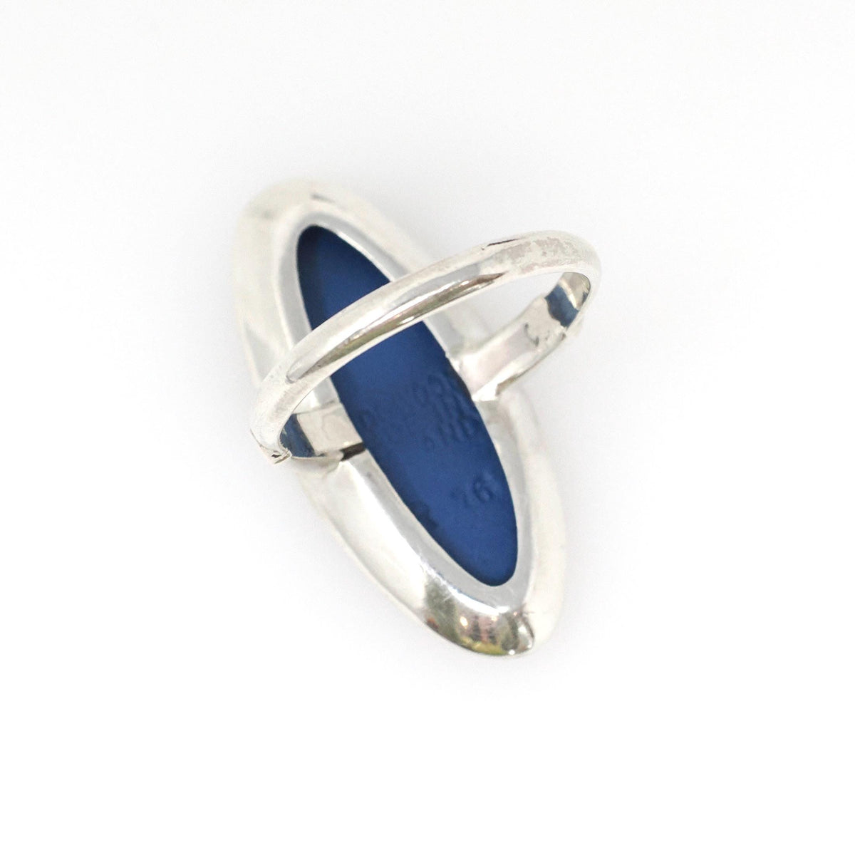 Vintage Wedgwood Ring - Modernist Sterling Silver Hygieia Cameo Dark Blue Jasperware - Hallmarked 1976 Size 7 1/4 London England Jewelry