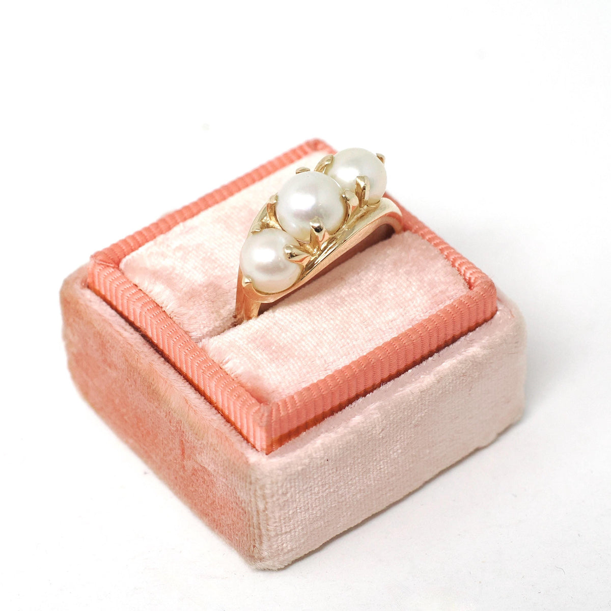 Bypass Pearl Ring - Vintage 14k Yellow Gold Organic Cultured Gemstone Band - Circa 1950s Era Size 6.5 June Birthstone Fine Statement Jewelry
