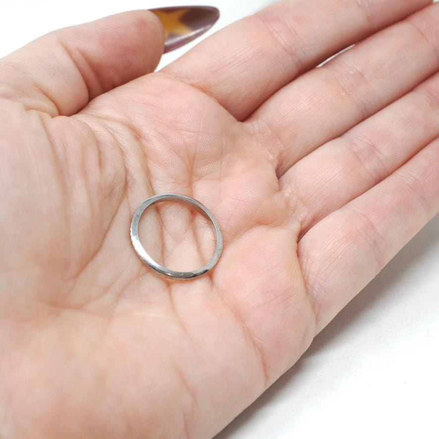 Antique Wedding Band - Art Deco Era 18k White Gold Wheat Engraved Design Eternity Ring - Circa 1930s Era Size 6 Bridal Fine 30s Jewelry