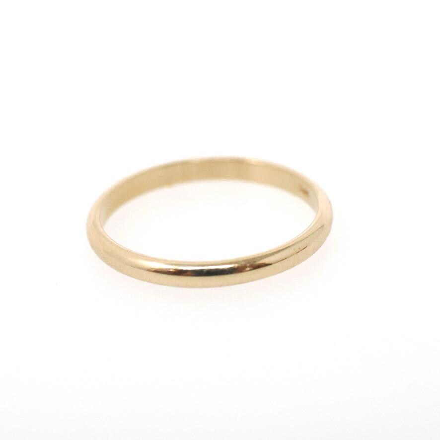 Contemporary Wedding Band - Estate 14k Yellow Gold 2.0 MM Half Round Ring - Circa 1990s Era Size 6 1/2 Stacking Fine Bridal 90s Jewelry