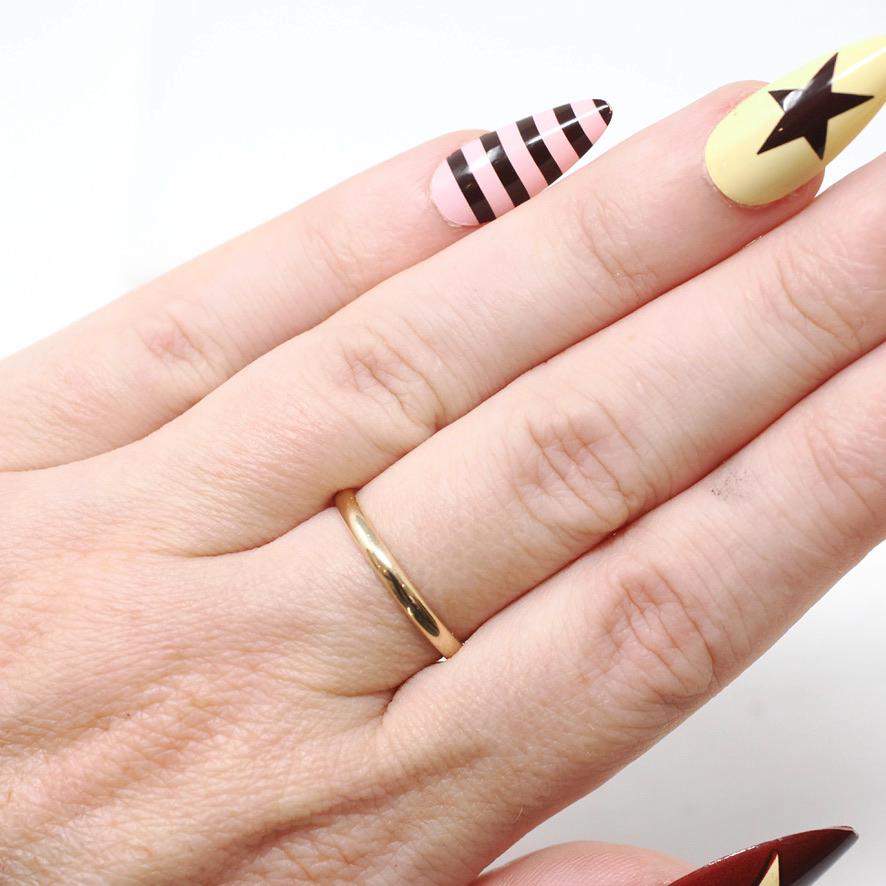 Contemporary Wedding Band - Estate 14k Yellow Gold 2.0 MM Half Round Ring - Circa 1990s Era Size 6 1/2 Stacking Fine Bridal 90s Jewelry