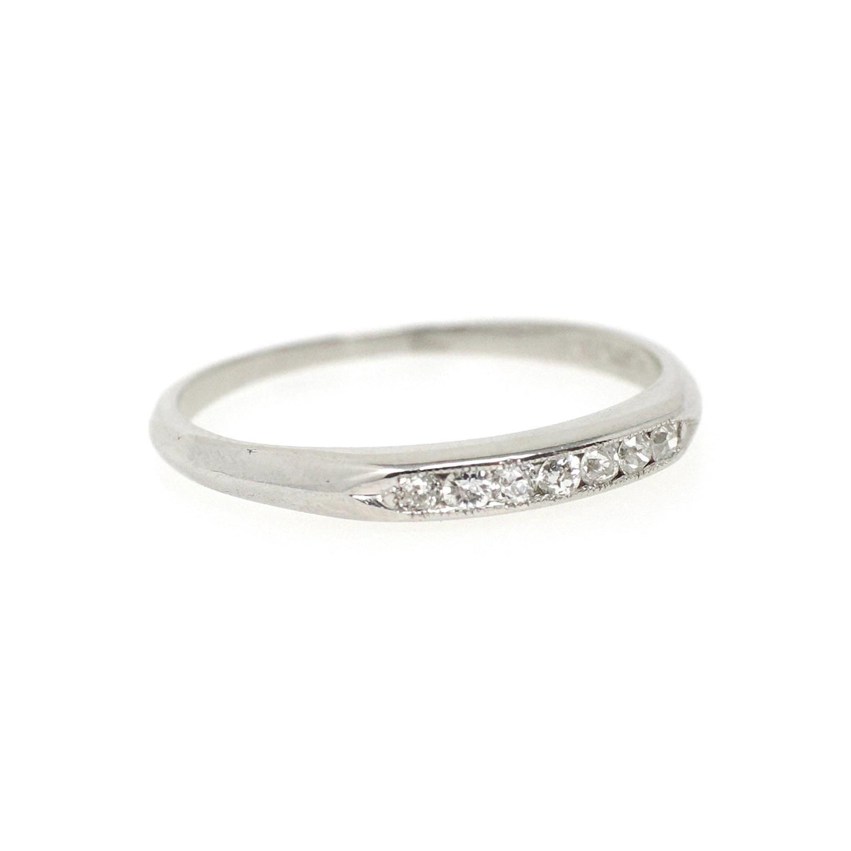 Mid Century Diamond Band - Vintage Platinum Natural .13 CTW Channel Wedding Band - Circa 1950s Era Size 6 1/2 Fine Bridal Stacking Jewelry