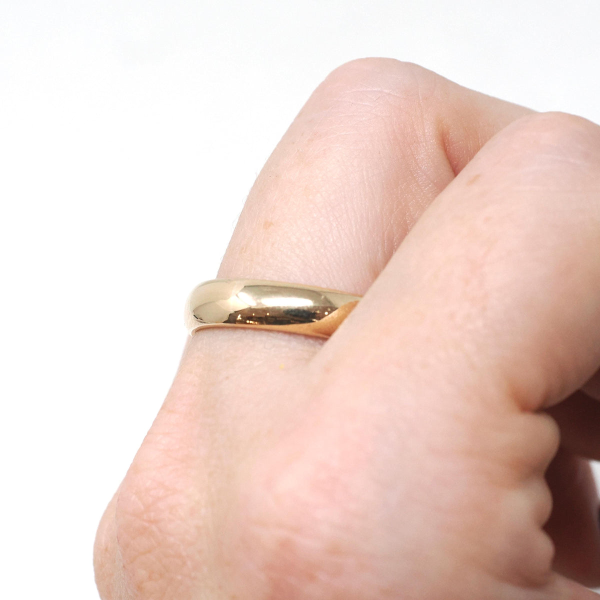 Edwardian Wedding Band - Antique 14k Yellow Gold 4.6MM Half Round Ring - Dated 10-15-1912 Size 9 Inscribed Bridal Fine Stacking Jewelry