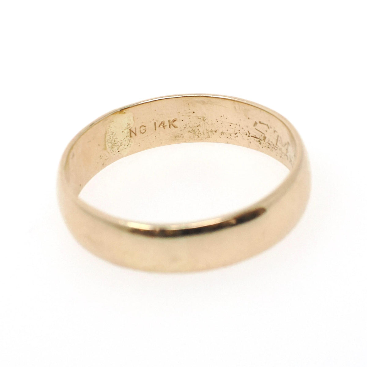 Gold Wedding Band - Contemporary Era 14k Yellow Gold 5.5 MM Half Round Ring - Dated 9-2-02 Size 10 1/2 Stacking Fine Bridal Unisex Jewelry