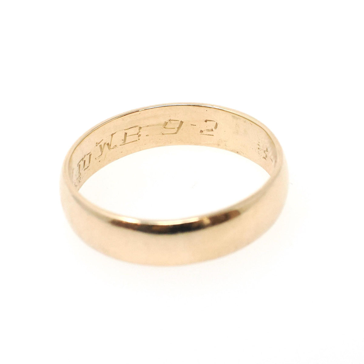 Gold Wedding Band - Contemporary Era 14k Yellow Gold 5.5 MM Half Round Ring - Dated 9-2-02 Size 10 1/2 Stacking Fine Bridal Unisex Jewelry